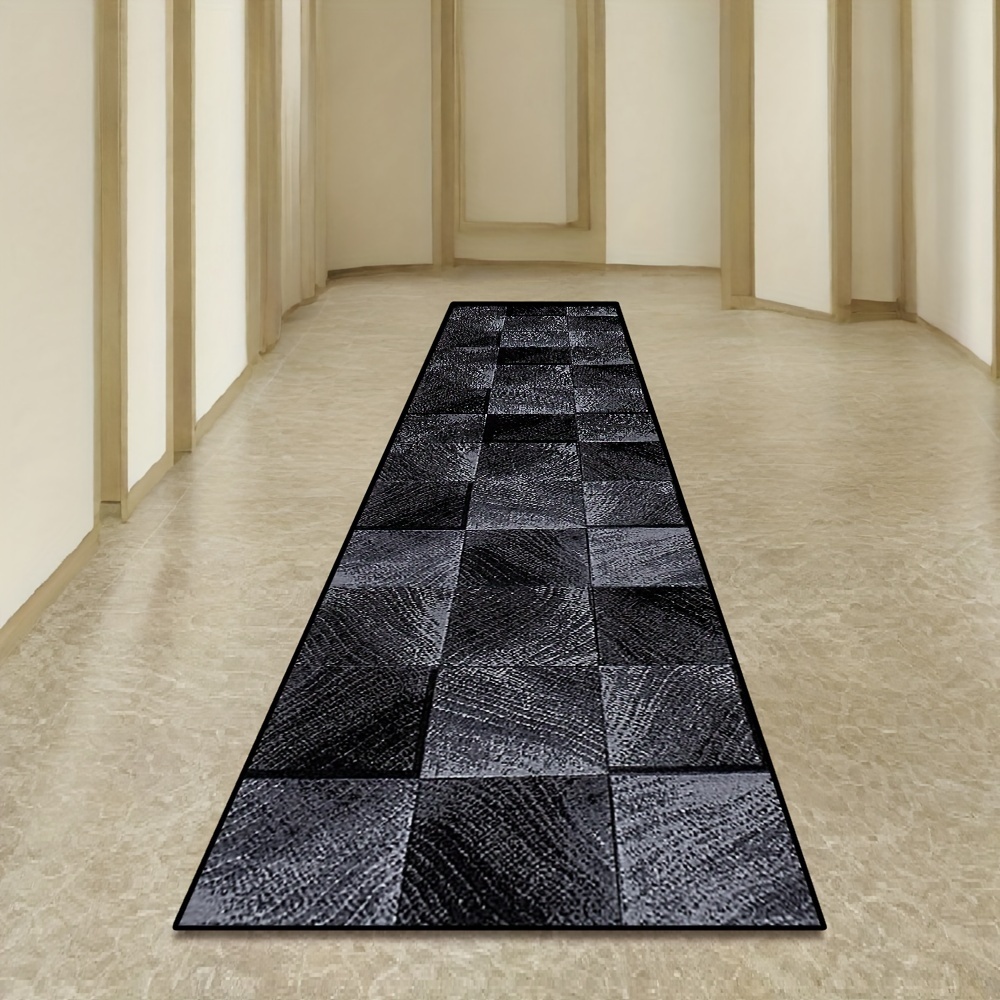 Home Bathroom Tiles Design - Minimalist Dark Wooden Plaid Long Corridor