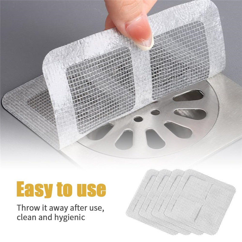 Drain Hair Catcher - 10pcs Disposable Bathroom Floor Drain Sticker