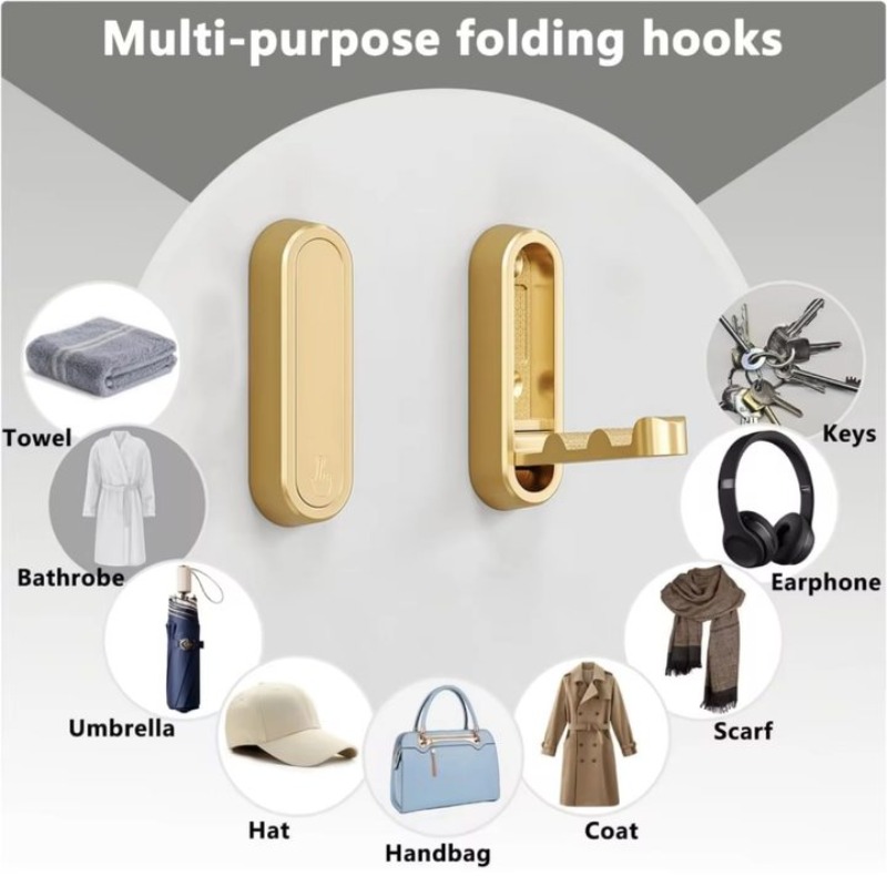 Foldable Clothes Hooks Zinc Al - Home Bathroom Key recension och pris