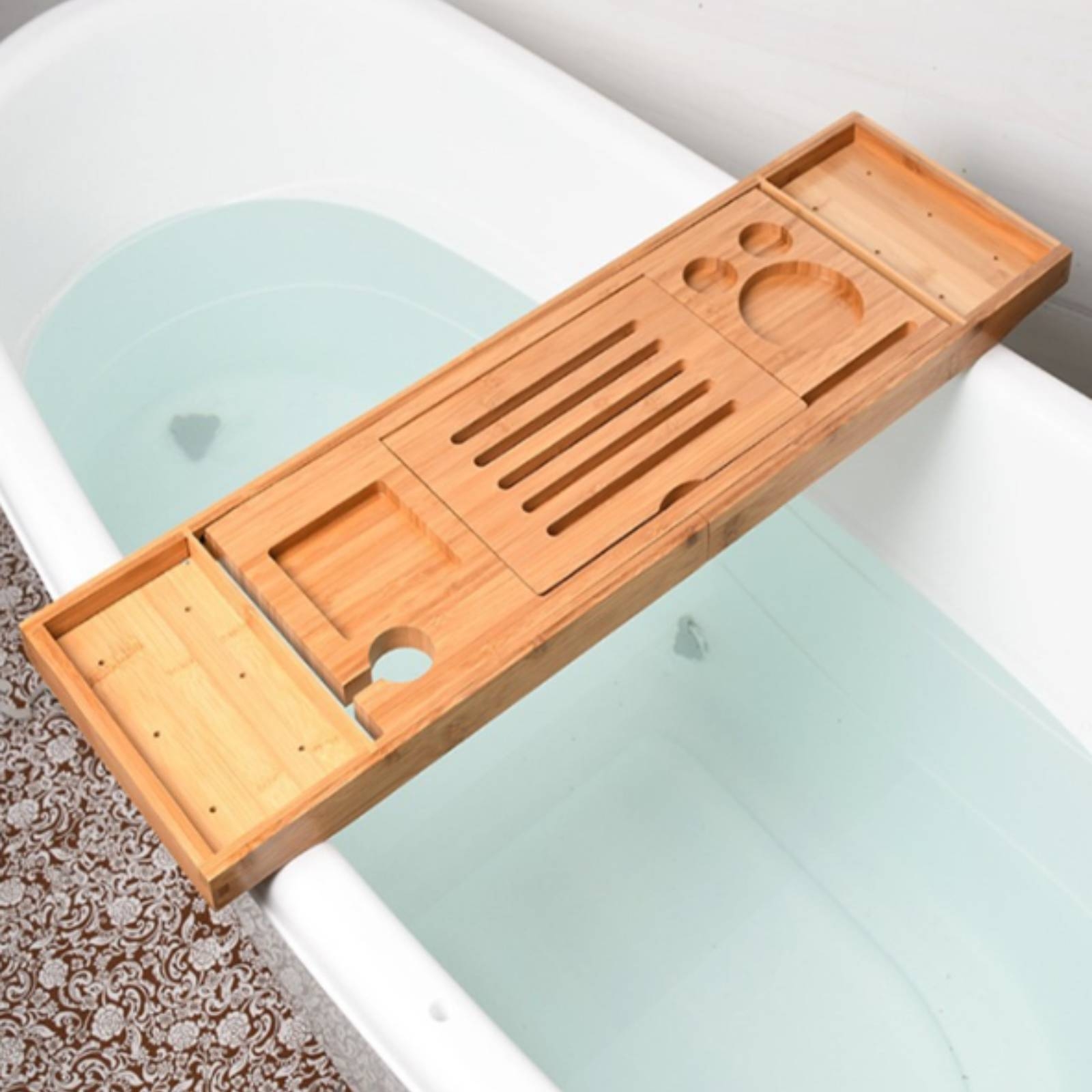 Bathtub Tray Wood Grain Bath T - Bath Caddy Tray recension och pris