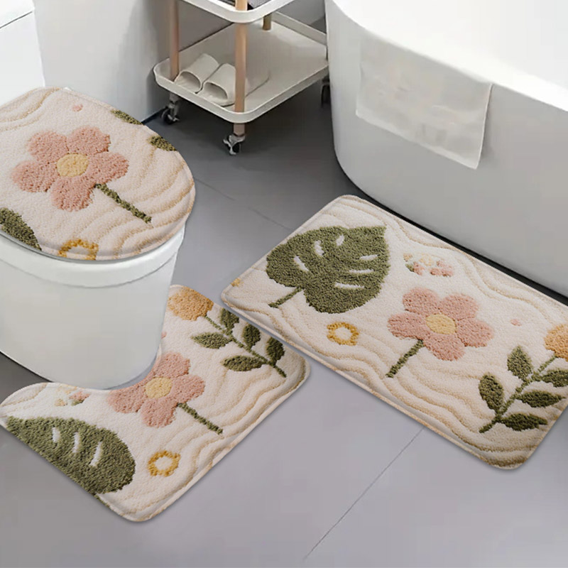 3pcs Plant Flower Bathroom Flo - Zara Home Bathroom Mat recension och pris